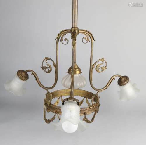 Antique brass hanging lamp, 1900