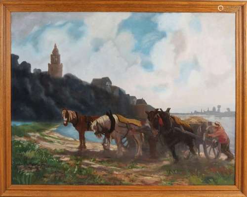 G. Stegeman, Landscape with horse drawn carriage i…