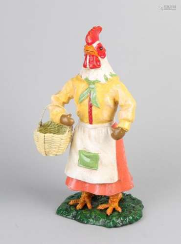Cast iron rooster with basket
