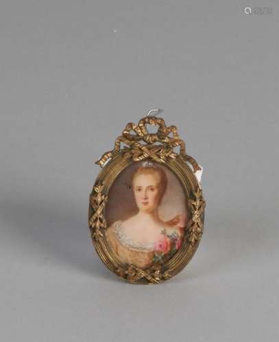 Oval miniature portrait with rose