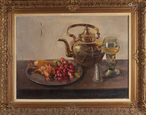 SF van Dorsser, Still life with roemer, tin etc ..…