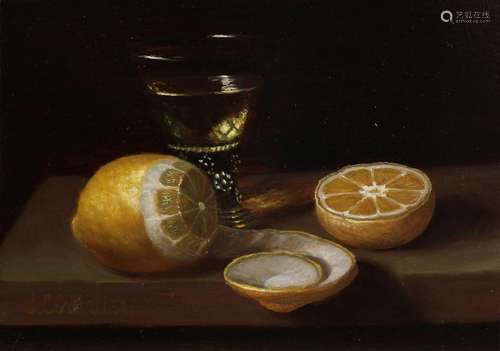 C. Cornelisz, Still life lemon with roemer