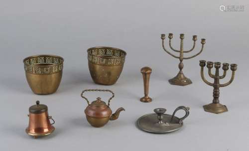 Lot various with Jewish candlestick, kettle, etc.
