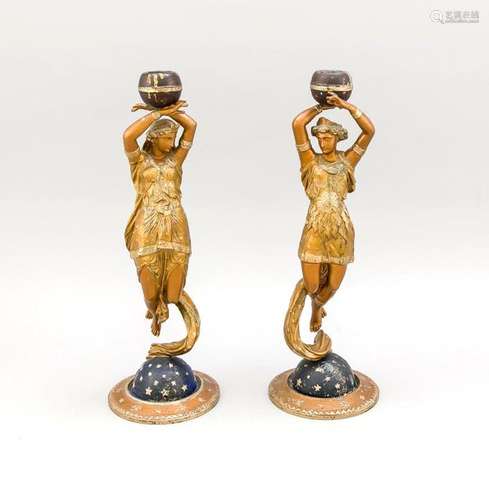 2 antique candle candlesticks, 1870