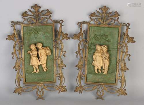 2x Antique Jugendstil wall plaques, 1910