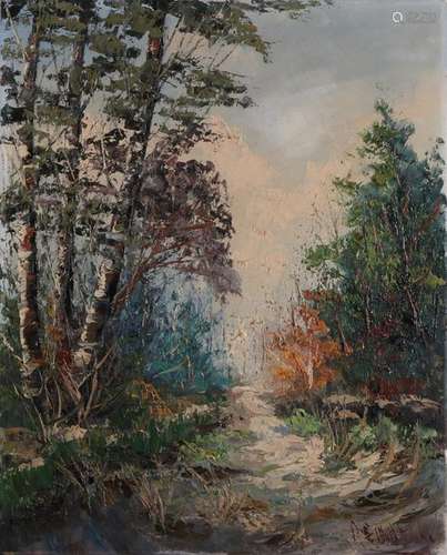 WF Reinders, Forest view with birch trees