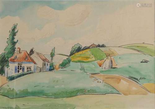 GW van Blaaderen, Farm in hilly landscape