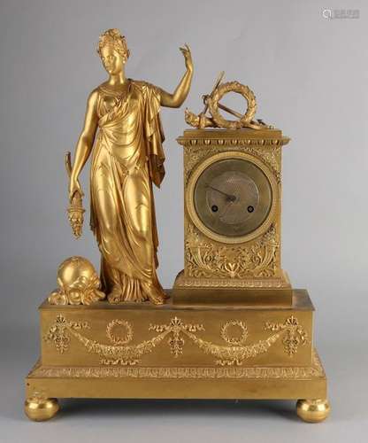 French fire gilded mantel clock