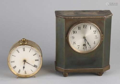 2x Brass desk clocks