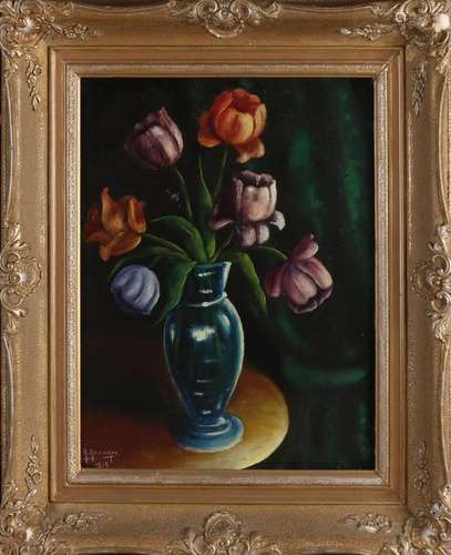 R. Rounikor? Vase with tulips