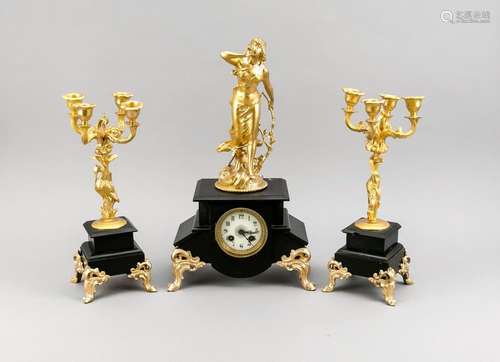 Antique French clock set, 1900