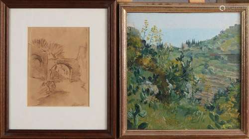 2x Theo Goedriendt, South European sketch + landsc…