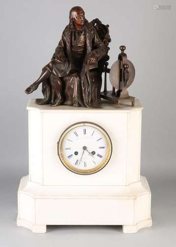 French white marble mantel clock