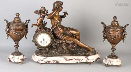 3 piece French clock set, 1900