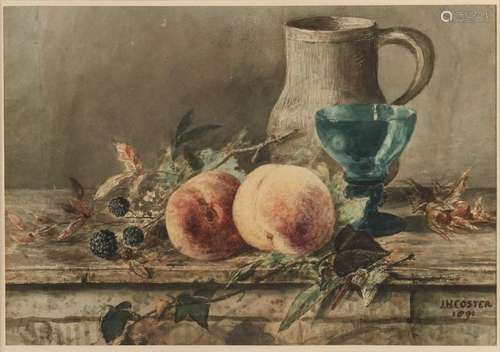 JH Coster, Still life with fruit etc.