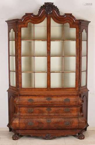 Burr walnut display cabinet