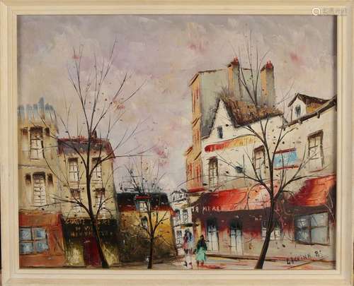 J. Askinh, Paris cityscape with figures