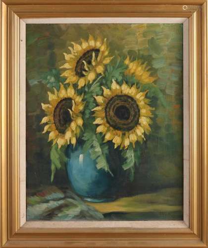 T. Moes, Sunflowers in vase