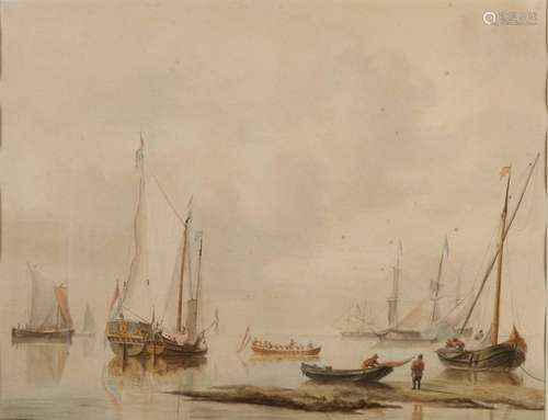 Attributed Izaak Schouman, Dutch ships on calm sea