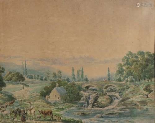 GPVerschuur, 1866, landscape with waterfall