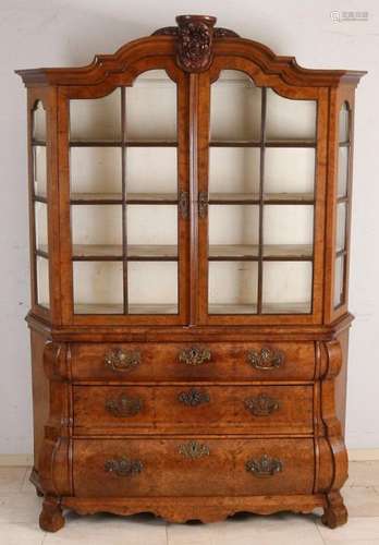 Burr walnut display cabinet