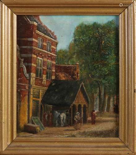 Hollandse School, Cityscape with figures