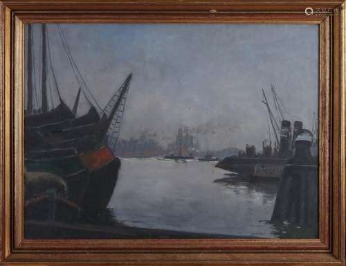 G. Van Vliet, Dutch harbor view with ships