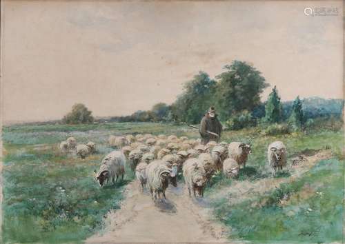 A. Voigt Fölger, Shepherd with his sheep