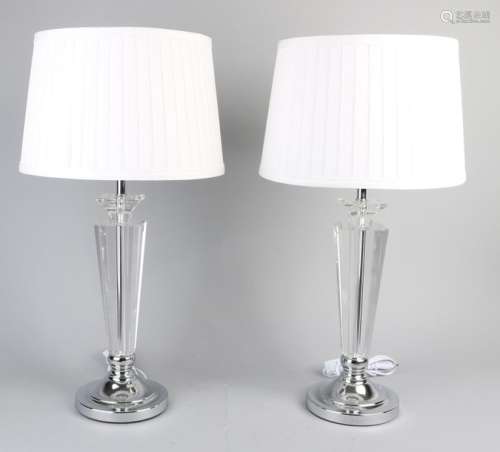 2x Crystal glass table lamps