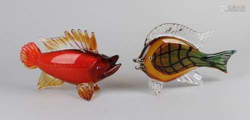 2x Artificial glass fish