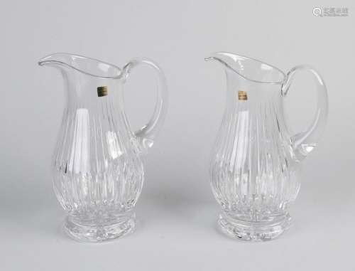 2x Crystal glass wine carafes