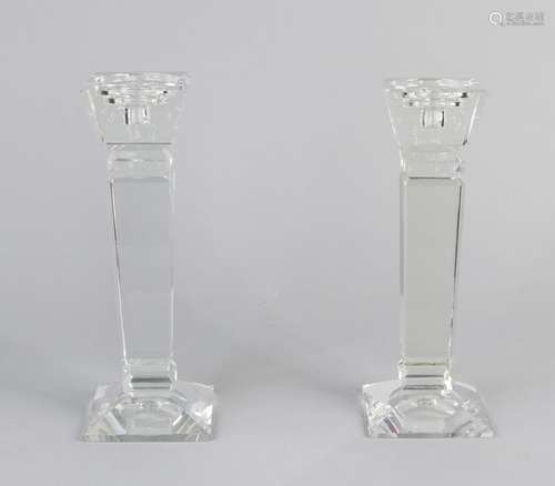 2x Crystal glass candlesticks