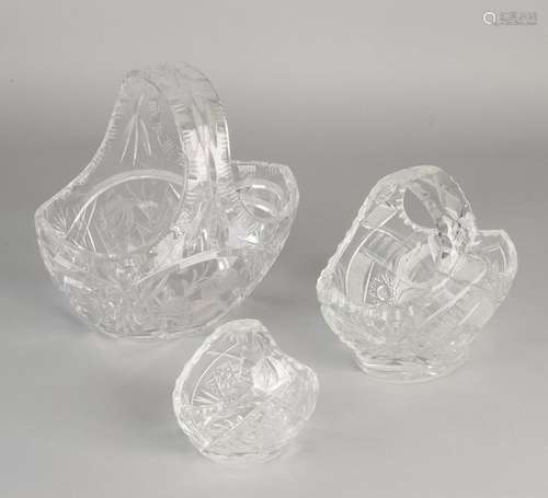 3x Bohemian crystal glass