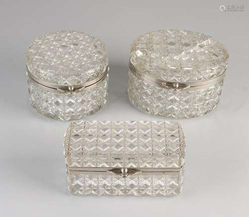 3x Crystal lid boxes