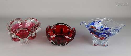 3x Murano ashtrays