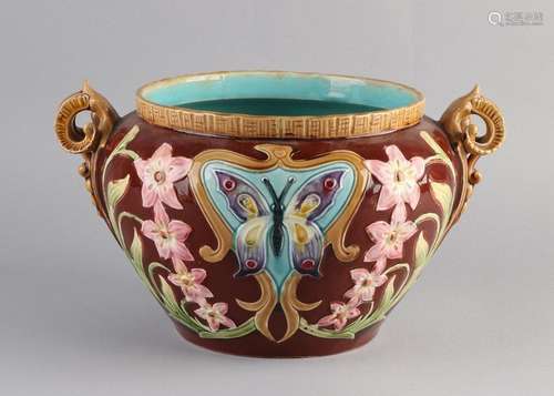 Antique Majolica flower pot, 1900