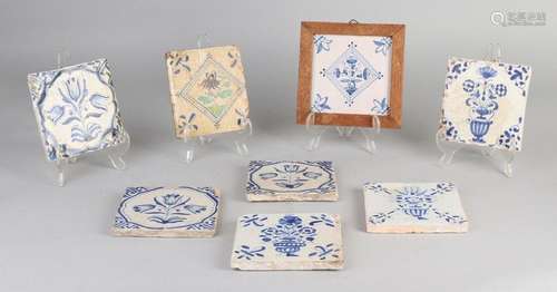 8x 17th 18th century Dutch tiles