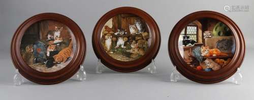 3 wall plates with cats