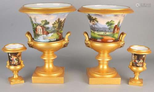 2 sets of Empire crater vases