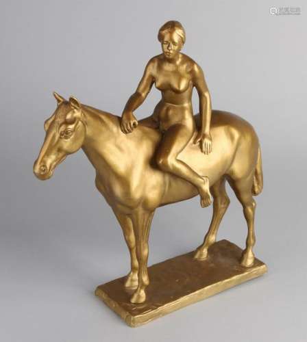 Bronze statue, Nude lady on horse