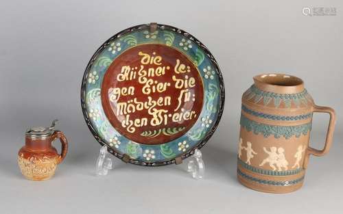 3x Antique German / English pottery