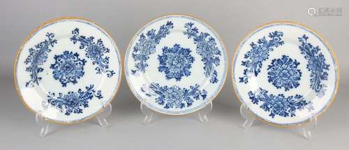 3x 18th century Delft plates