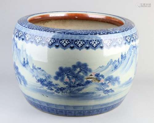 Large blue flower pot, 19th century