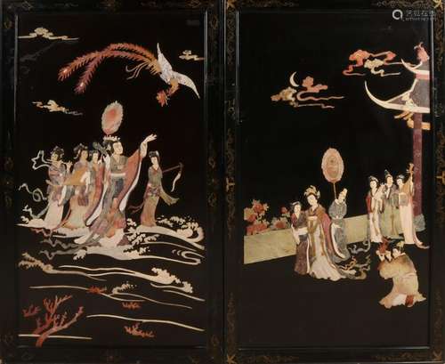 2x Chinese / Japanese lacquer panels