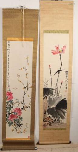 2x Chinese scroll painting