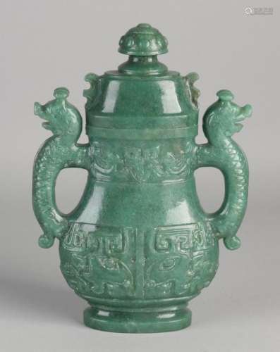 Green jade vase