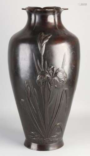 Antique Japanese bronze vase