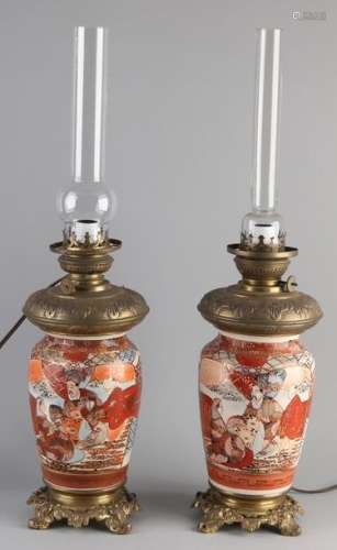 2x Antique Satsuma lamps