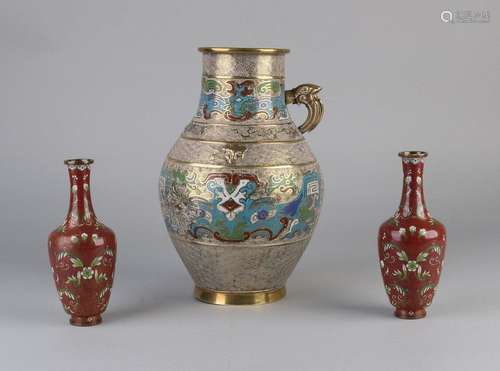 3 Cloisonne vases