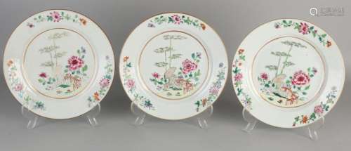 3x 18th Century Family Rose plates